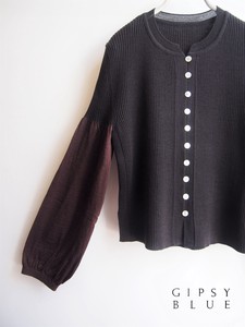 Sweater/Knitwear Cardigan Sweater Puff Sleeve Made in Japan