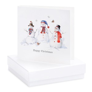 【クリスマス】英国発！ピアスとカードのギフトボックス『雪だるま』2022秋冬新作