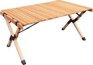 【人気商品】KAKURI ウッドロールテーブル 収納袋付 900×600×440mm 天然木 PCT-366 アウトドア キャンプ