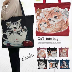 Tote Bag Lightweight Cat Large Capacity Japanese Pattern Ladies