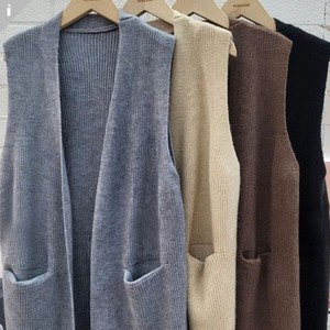 Ladies SALE【セーター・ニット】ロング丈　ベスト　ル−ズフィット　ニット　Vest knit 2022秋冬新作