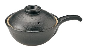 黒釉片手鍋【萬古焼】【陶器 ビビンバ スープ グラタン ラザニア アヒージョ】