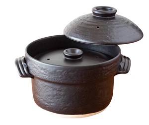 黒釉炊飯鍋 3合用（中蓋付）【萬古焼】【炊飯鍋 ご飯鍋 炊飯土鍋 陶器】