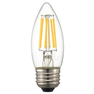 LEDフィラメントタイプシャンデリア球 E26 60形相当 電球色 調光器対応