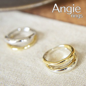 【Angie】バイカラーゴールド&シルバー真鍮メッキコーティングリング！2色展開。