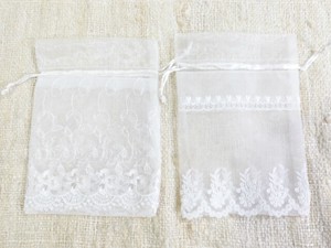 Small Bag/Wallet Organdy Flowers Embroidered 2-types Set of 20