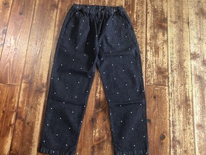 Denim Full-Length Pant Waist L Embroidered Denim Pants Polka Dot Made in Japan
