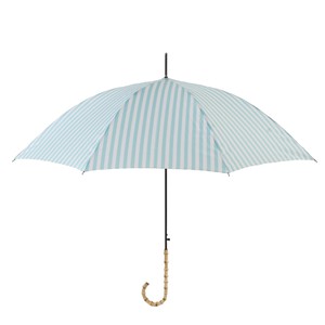 晴雨兼用長傘 stripe aqua　傘 晴雨兼用 竹 ジャンプ傘 北欧風 日傘 雨傘 バンブーハンドル ワンタッチ