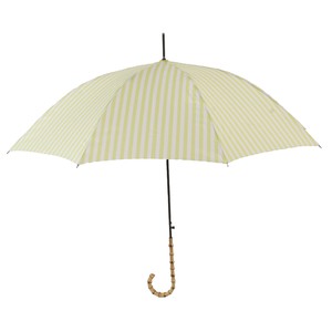 晴雨兼用長傘 stripe lemon　傘 晴雨兼用 竹 ジャンプ傘 北欧風 日傘 雨傘 バンブーハンドル ワンタッチ