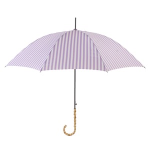 晴雨兼用長傘 stripe lilac　傘 晴雨兼用 竹 ジャンプ傘 北欧風 日傘 雨傘 バンブーハンドル ワンタッチ