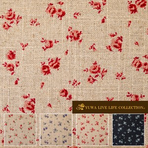 Linen Fabric Red Rose