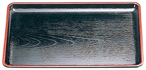 【食洗機対応】ケヤキ会席盆　黒天朱　日本製　お盆　トレー　ランチトレー　長角盆