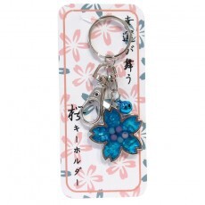 Phone Strap Key Chain sliver Blue Sakura