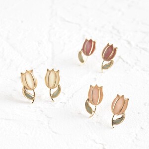 Pierced Earrings Resin Post Resin Tulips