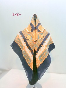 秋冬新作）スカーフ　日本製ウール100％エスニックプリント大判スカーフ
