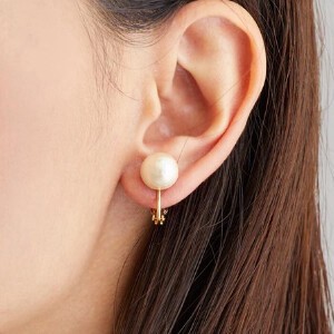 Clip-On Earrings Gold Post Pearl Earrings Jewelry Formal 0.8cm Made in Japan