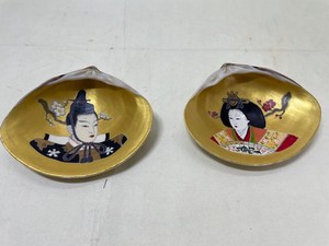 R410-15　貝合わせ　手描き　金　ひな人形　　Shells together Hand-painted gold Hina dolls