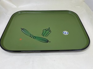 R410-4　抗菌ノンスリップ角盆　手描き野菜　Antibacterial non-slip square tray, hand-painted vegetable