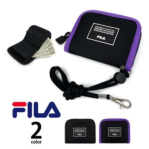 全2色 FILA（フィラ） ラバーロゴデザイン ナイロン 二つ折り 財布 ラウンドファスナー(fl-811)