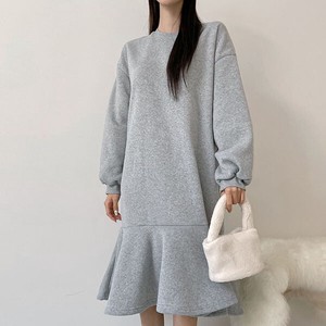 Casual Dress Brushing Fabric Plain Color One-piece Dress