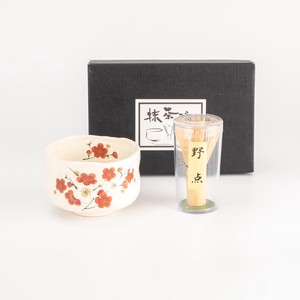日本の四季 粉引梅 野点茶碗 茶筅セット