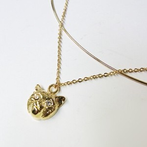 Gold Chain Necklace Animals Cat Made in Japan