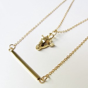 Gold Chain Necklace Animals Giraffe Made in Japan