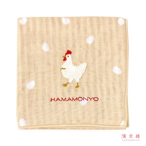 Gauze Handkerchief Reversible Bird Polka Dot Made in Japan