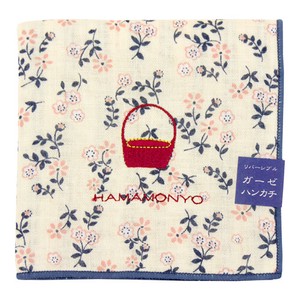 Gauze Handkerchief Reversible Pudding Basket Floral Made in Japan
