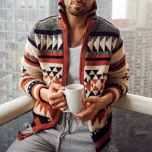 Sweater/Knitwear Knitted Cardigan Sweater Zipped Men's