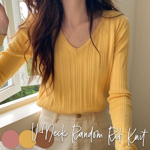 Sweater/Knitwear Random Rib V-Neck