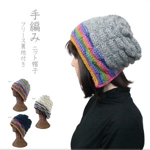 「2022秋冬新作」後ろ割れデザイン　手編み帽子
