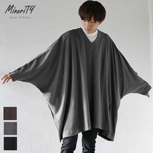 T-shirt Large Silhouette Poncho V-Neck Cut-and-sew