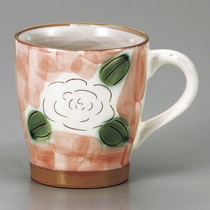ダミピンク椿マグカップ 陶器 日本製 美濃焼 レトロ