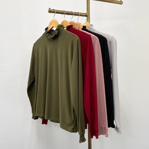 T-shirt Brushing Fabric Pullover Shirring Ladies' Autumn/Winter