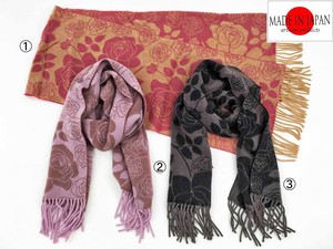 Thick Scarf Jacquard Scarf Rose Pattern Made in Japan