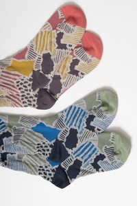 Crew Socks Geometric Pattern Jacquard Spring/Summer Socks Made in Japan