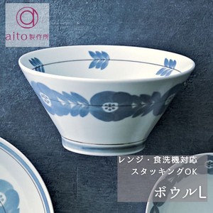 Mino ware Donburi Bowl Gray Flower Casual Blossom L Made in Japan