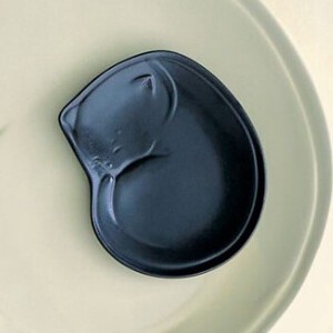 Mino ware Small Plate Mamesara Cat black Retro Made in Japan