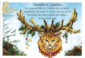 セブリーヌ 【 キャット ポストカード 】 Decembre Charibou 12月 トナカイ 猫 ネコ ねこ ハガキ はがき