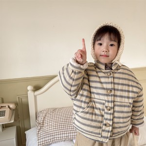 韓国ファッション　ストライプ　厚綿衣 コート　    子供服　ベビー　新生児　キッズ