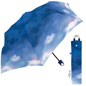 55cm 折りたたみ傘　ミルキートーン カラビナ付き手元折傘 SKY
