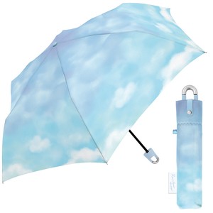 55cm 折りたたみ傘　ミルキートーン カラビナ付き手元折傘 SKY