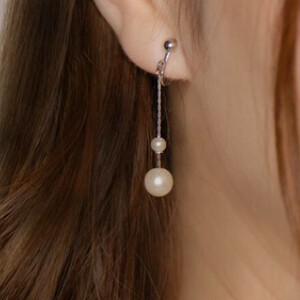 Clip-On Earrings Gold Post Pearl Earrings Long Jewelry Made in Japan