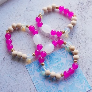 【Fragrance Diffuser Bracelet NO.51】 White Glass Beads & Pink Jade