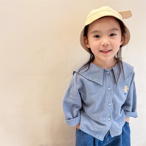 韓国ファッション　刺繍大きなラペルウォッシュ綿シャツ　ベビー　新生児　キッズ