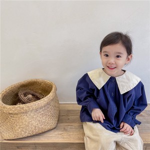 韓国ファッション　大きなラペル刺繍長袖シャツ　ベビー　新生児　キッズ