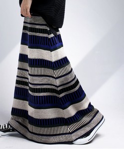 Antiqua Skirt Color Palette Bottoms Knit Skirt Ladies' Border Autumn/Winter
