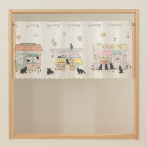 Cafe Curtain Cats Cat black M