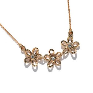 Gold Chain Necklace Flower Pendant Jewelry Ladies' Made in Japan